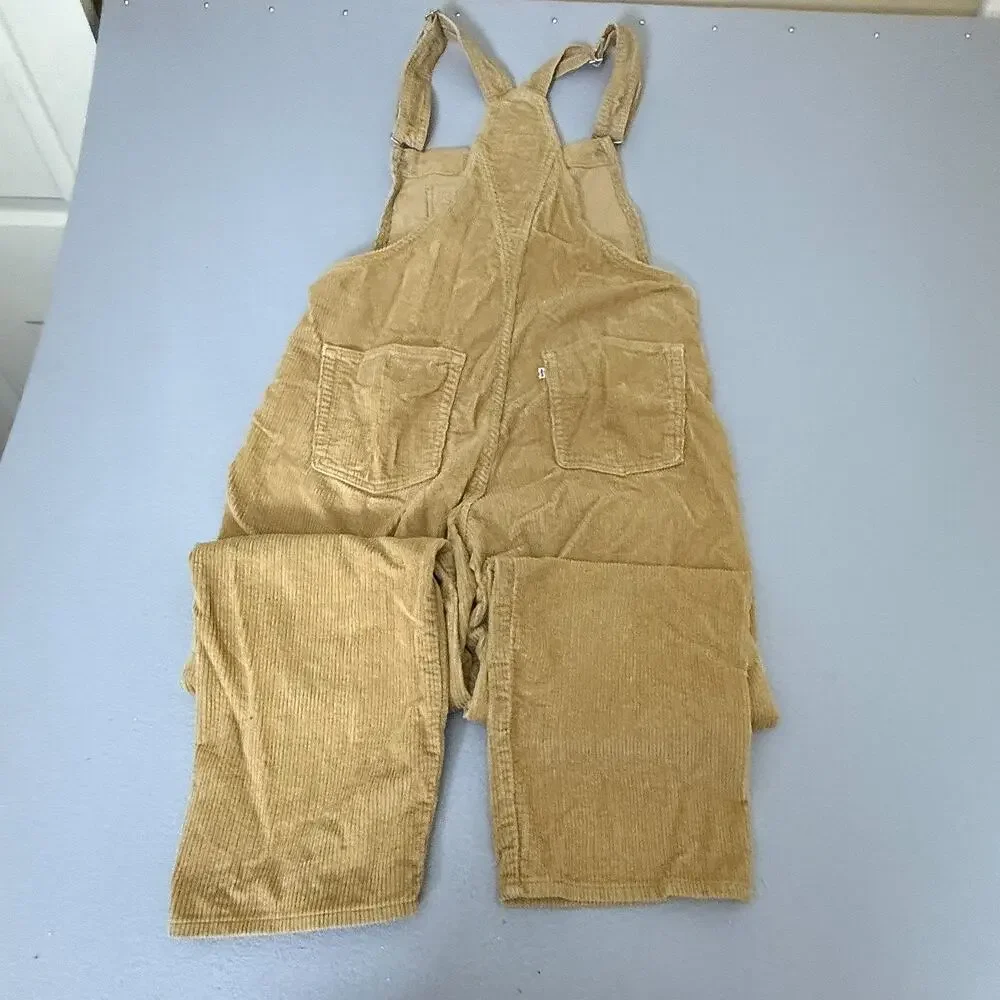 Levi's Premium Tan Corduroy Overalls Bib Dungarees Straight Leg L PC9 85315-0006 - Picture 2 of 7